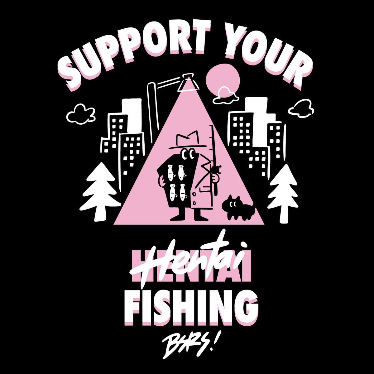 BASSERS UNITED® HENTAI TEE [BLACK] - Bass Fishing Lifestyle Apparel 3