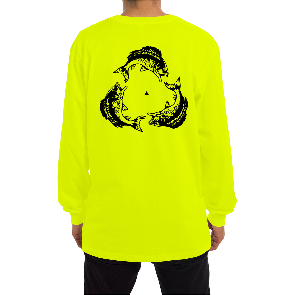 BASSERS UNITED® DELTA FISH LONG SLEEVE [SAFETY GREEN] - Bass Fishing Lifestyle Apparel